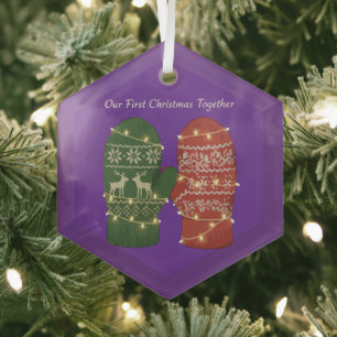 Ornement En Verre Notre premier Noël ensemble Douillet tricoté