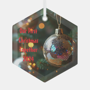 Ornement En Verre Notre premier Noël ensemble personnalisable