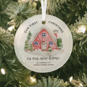 Ornement En Verre Notre première nouvelle maison de Noël