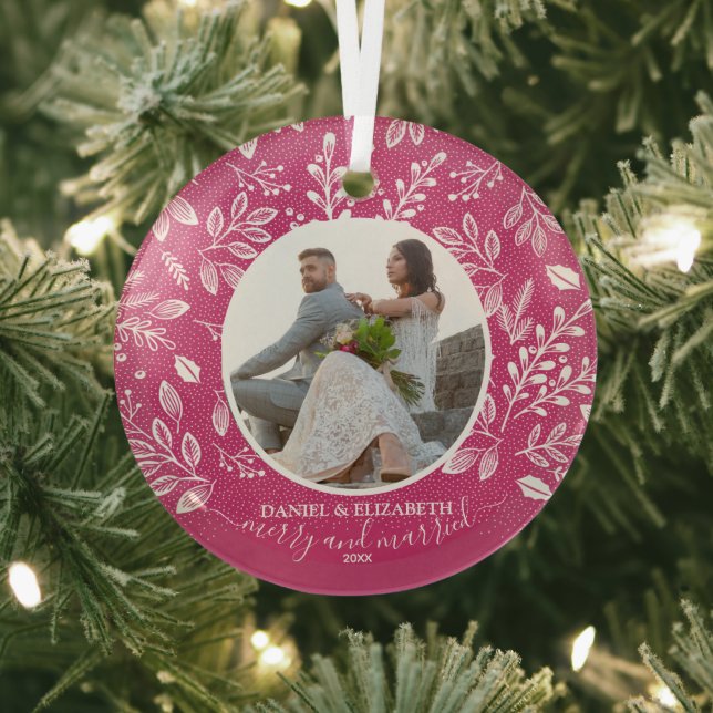 Ornement En Verre Notre première photo de Noël rose (Insitu)