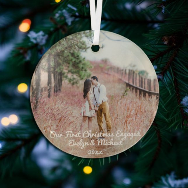 Ornement En Verre Notre première photo en couple de Noël (Créateur téléchargé)