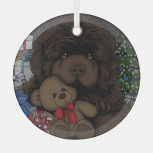 Ornement En Verre Nounours en ours en peluche Terre-Neuve
