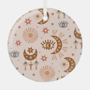 Ornement En Verre Oeil céleste, lune, motif du soleil.