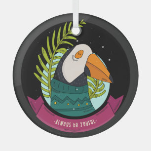 Ornement En Verre Oiseau de Noël toujours être joyeux