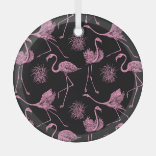 Ornement En Verre Oiseaux Abstraits : Motif de mode monochrome