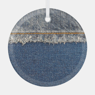Ornement En Verre Orange Stitch, Double Denim Patch.