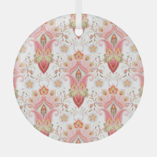 Ornement En Verre Oriental Flair : Damask Peacock Paisley