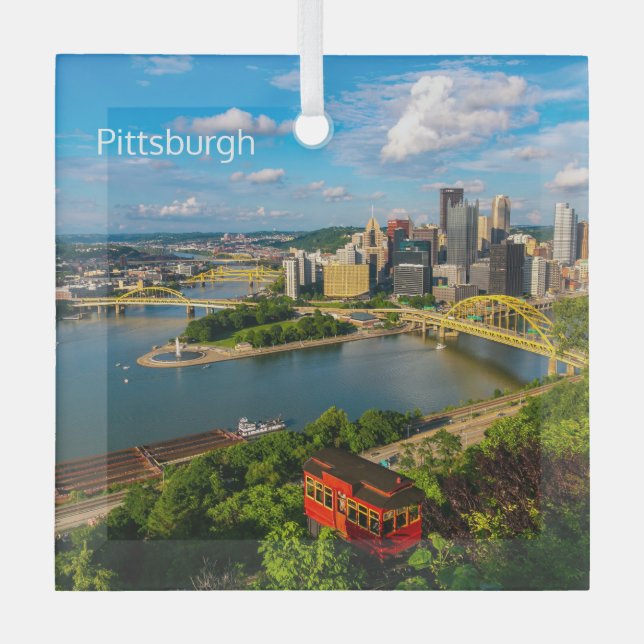 Ornement En Verre Ornament de Noël - Pittsburgh & Incline (Recto)