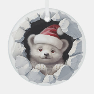 Ornement En Verre Ours polaire de Noël