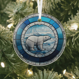 Ornement En Verre Ours polaire en verre tendu