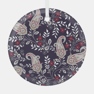 Ornement En Verre Paisley indien traditionnel, motif sans soudure.