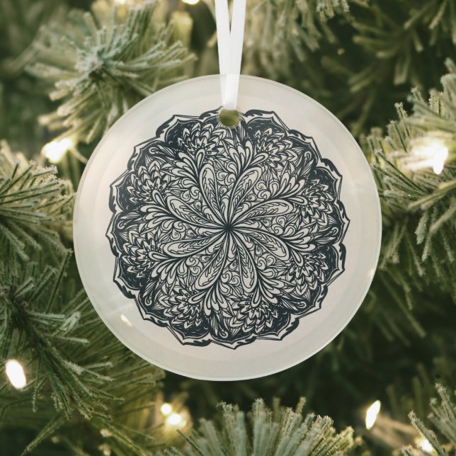 Ornement En Verre Paisley Lace Mandala (Insitu)