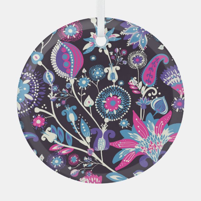 Ornement En Verre Paisley moderne : motif traditionnel oriental. (Recto)