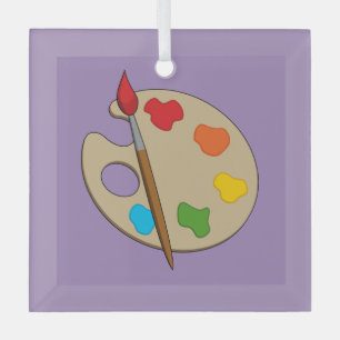 Ornement En Verre Palette Artiste avec pinceau