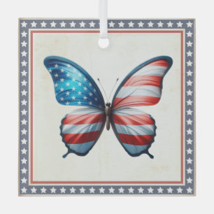 Ornement En Verre papillon 4 juillet patriotique américain