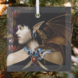 Ornement En Verre Papillon de fantaisie compagnon dragon elfe mystiq