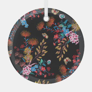 Ornement En Verre Papillons de jardin fleuris Style Liberty