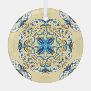 Ornement En Verre Patchwork Arabe Floral Texture Vintage