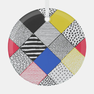 Ornement En Verre Patchwork arrière - plan : oiseaux, pois.