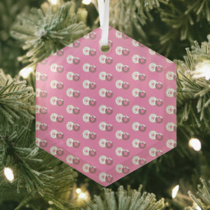 Ornement En Verre Pâtisserie Sprinkles Donuts de Noël Rose