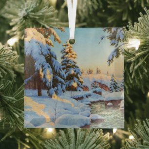 Ornement En Verre Paysage d'hiver, Bessonof