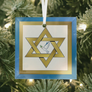 Ornement En Verre Peace Dove Star De David Ornament