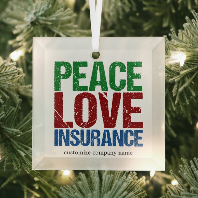 Ornement En Verre Peace Love Compagnie d'assurance personnalisée Noë (Insitu)