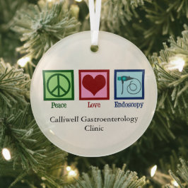 Ornement En Verre Peace Love Endoscopy Clinique personnalisée Noël