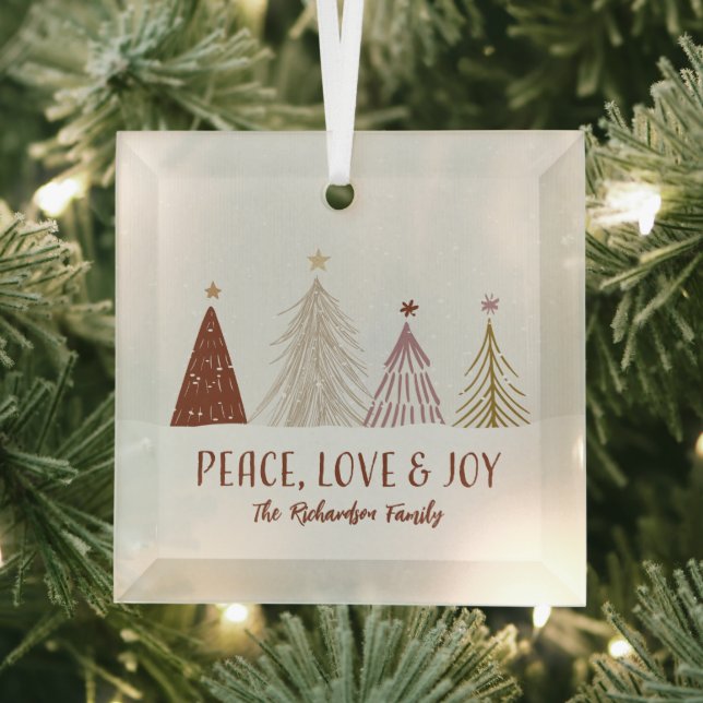 Ornement En Verre Peace Love & Joy Holidays Christmas Holiday Trees (Insitu)