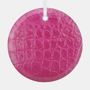 Ornement En Verre Peau de crocodile rose, texture cuir