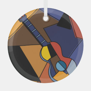 Ornement En Verre Peinture de surréalisme de guitare cubiste.