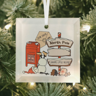 Ornement En Verre Père Noël personnalisé petit assistant