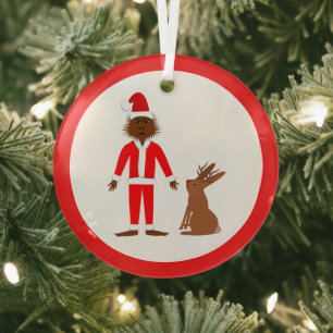 Ornement En Verre Père Noël Sasquatch et Jackalope Noël