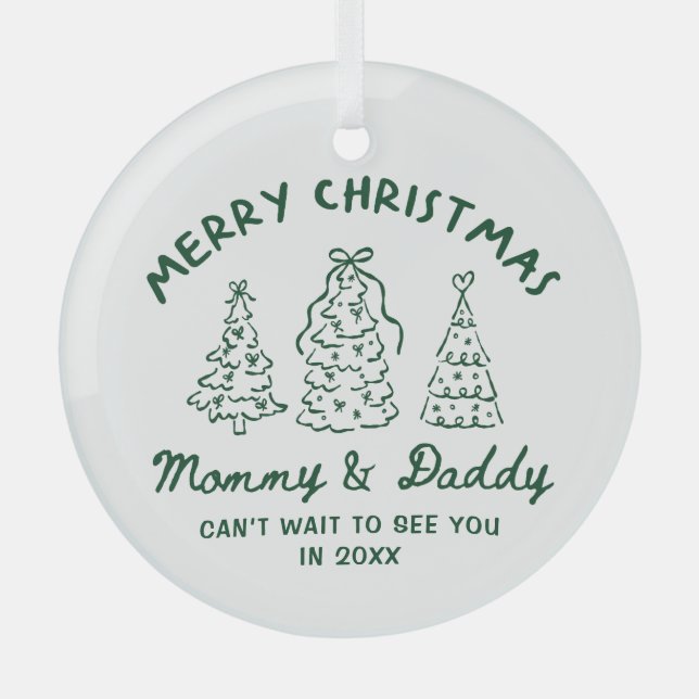 Ornement En Verre Personalized Whimsical Baby Announcement Ornament (Recto)