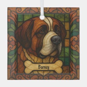 Ornement En Verre Personnalisé St. Bernard "Verre Tiré"