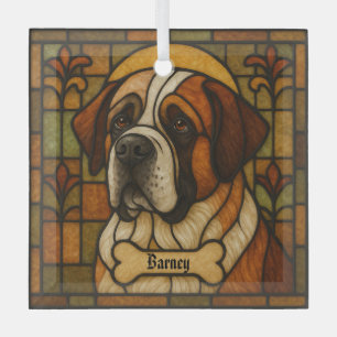 Ornement En Verre Personnalisé St. Bernard "Verre Tiré"