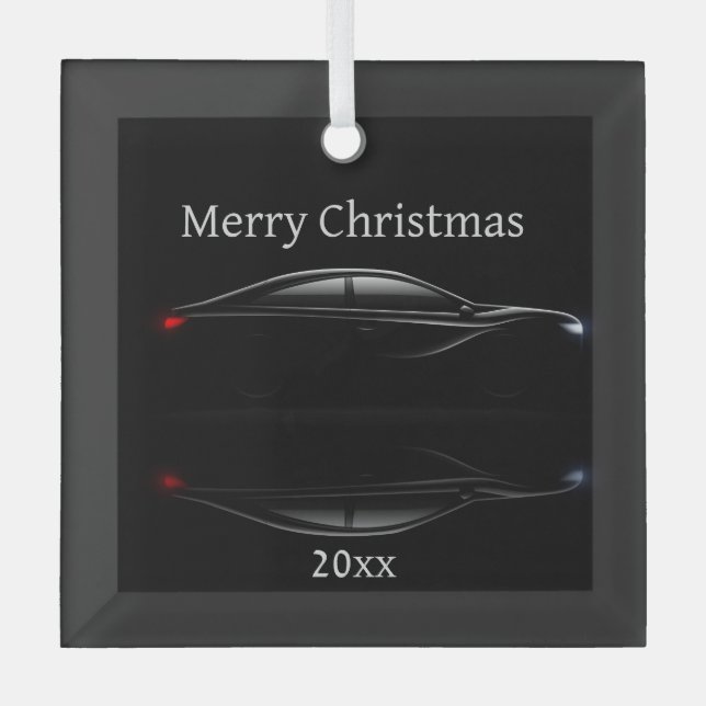 Ornement En Verre Personnaliser Daté Noël Sports Automobile (Recto)