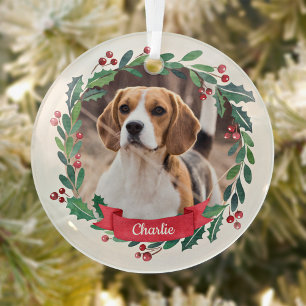 Ornement En Verre Photo d'aquarelle personnalisée pour chien d'anima