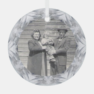 Ornement En Verre Photo de famille Kaleidoscope Frontière de flocon 