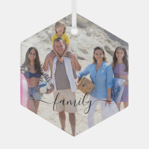 Ornement En Verre Photo de famille personnalisée