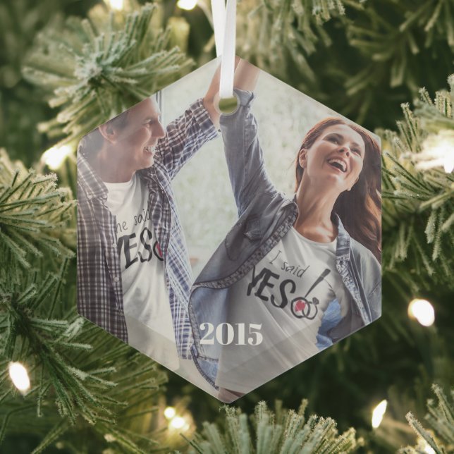 Ornement En Verre Photo de Noël Couples (Insitu)