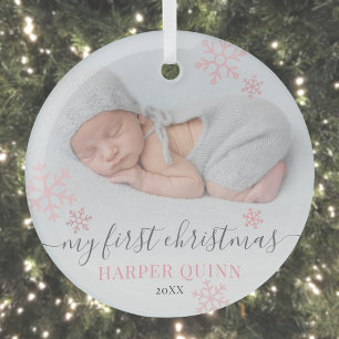 Ornement En Verre Photo de Noël pour bébé fille pour la première foi