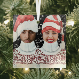 Ornement En Verre Photo drôle personnalisé Noël