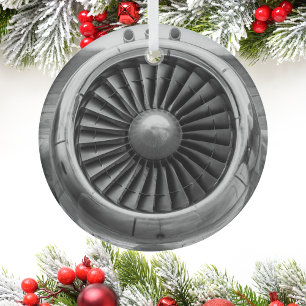 Ornement En Verre Photo du moteur d'avion cool, Christmas Aviation