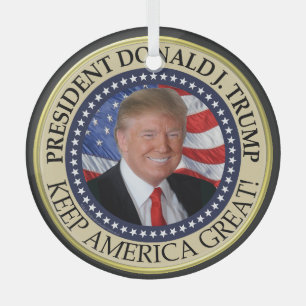 Ornement En Verre Photo du Président Trump Sceau présidentiel