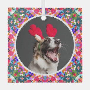 Ornement En Verre Photo personnalisée Chien de Noël Maman Maman Papa