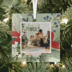 Ornement En Verre Photo personnalisée Noël