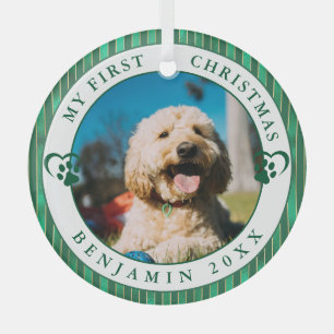 Ornement En Verre Photo pour animaux Mon premier Noël