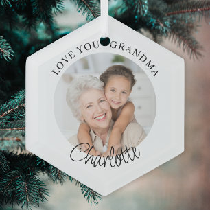 Ornement En Verre Photo souvenir « Je t'aime grand-mère »
