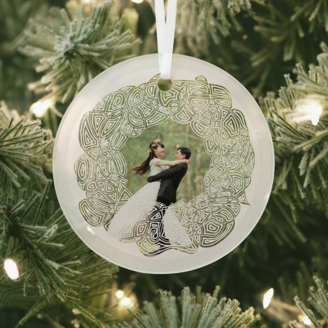 Ornement En Verre Photo White Wreath (Insitu)